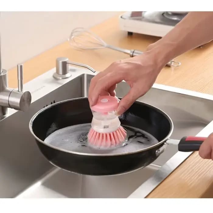 Brosse de nettoyage de cuisine portable avec poignée ergonomique - Poils de récurage doux, adaptée aux vaisselles, aux casseroles et à une utilisation en extérieur