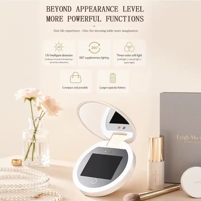 Miroir de maquillage portable intelligent TJMIR UV avec détection UV et test de protection solaire