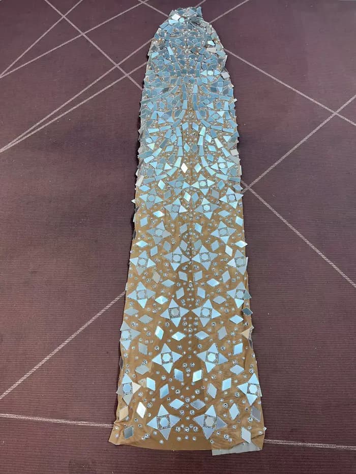 Robe de Soirée Élégante Jingshe pour Femme, en Maille Transparente, avec Strass et Miroirs Argentés, Dos Nu, Idéale pour Mariage, Bal de Promo ou Tenue de Scène