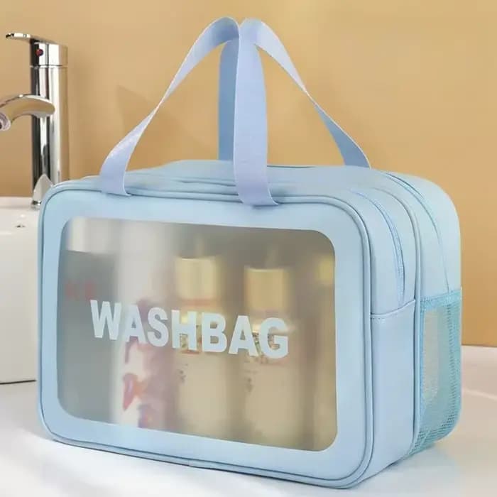 Trousse de toilette bleue épaisse à séparation sec-humide