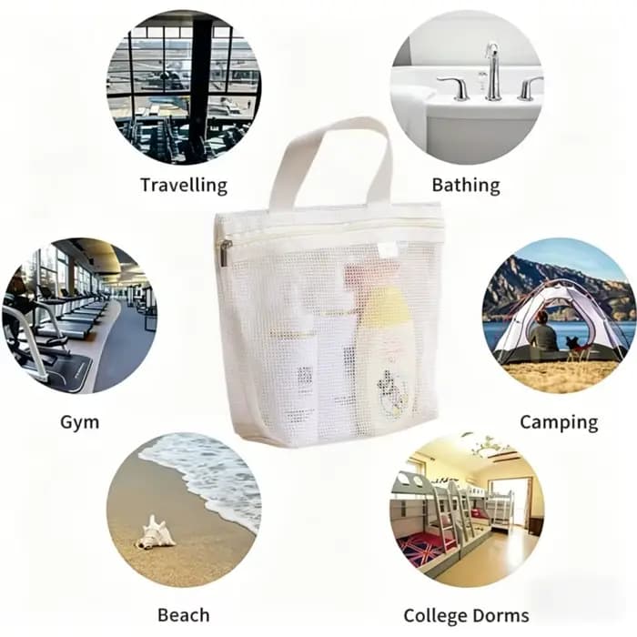 Trousse de Toilette en Maille Portable – Organisateur de Maquillage de Voyage pour Douche