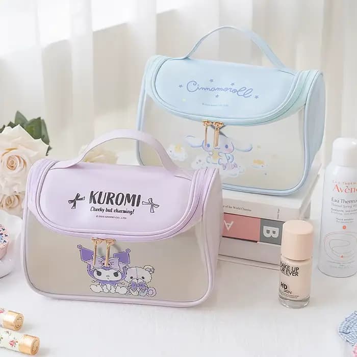 Sac à cosmétiques en cuir PU Sanrio | Hello Kitty Kuromi My Melody | Sac de toilette de voyage grande capacité |