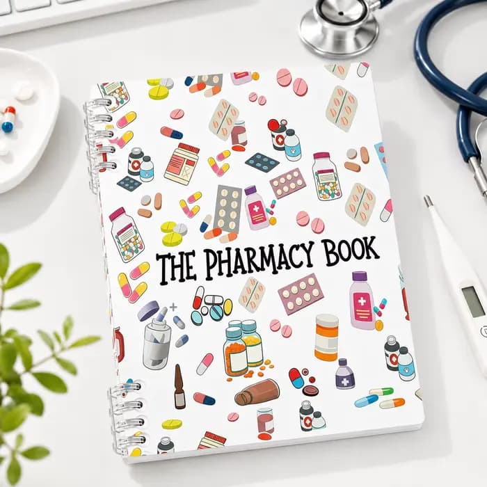 Carnet à spirale pour pharmacie, 120 pages, motif médical mignon, journal pour pharmaciens, étudiants, infirmières, notes scolaires et de bureau, cadeau