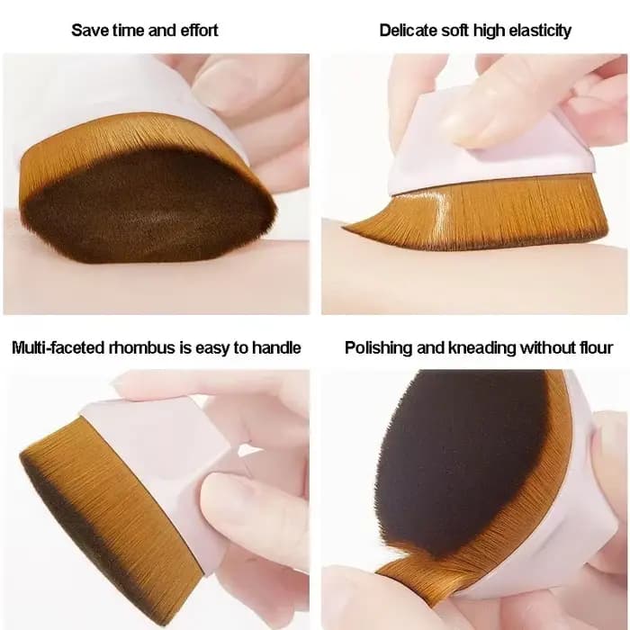Pinceau de maquillage Kabuki à tête plate haute densité pour une application impeccable de la poudre, des liquides et des crèmes, et un estompage en douceur