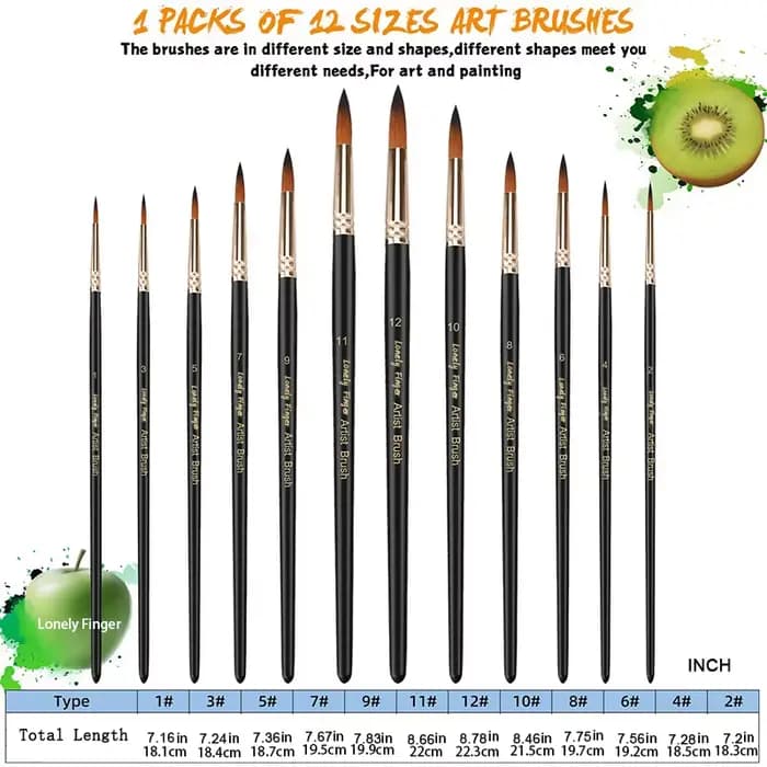 12/24/48 pièces ensemble de pinceaux pinceau professionnel pointe ronde pointue Nylon acrylique brosse