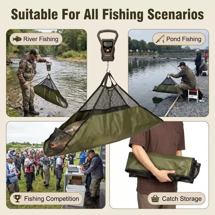 Sac de pesée Hirisi pour poisson, tapis de débarquement, protection pour balance numérique, souple et portable, accessoires de pêche à la carpe et à la pêche au vif