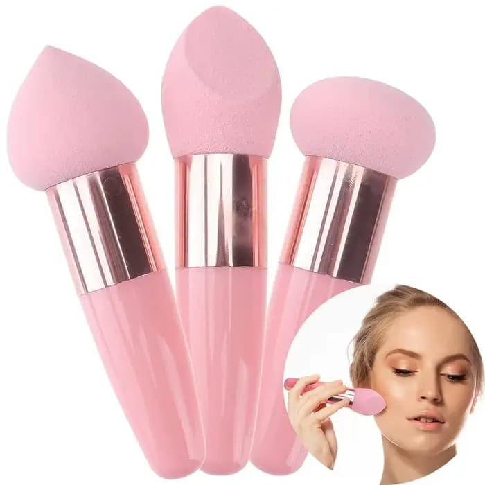 Ensemble d'éponges de maquillage 3 pièces avec poignées – 3 formes uniques