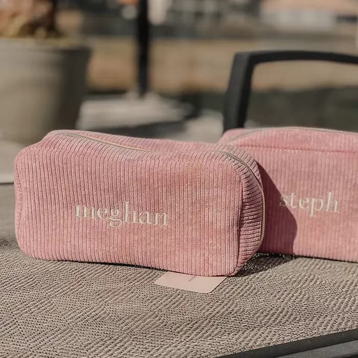 Sac à cosmétiques brodé personnalisé avec nom