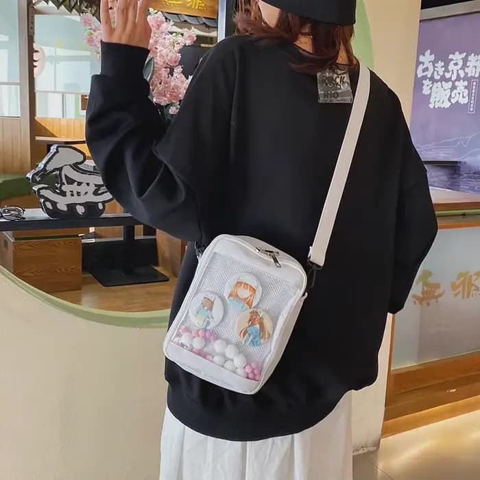 Kawaii Mini sacs à bandoulière pour femmes mignon PVC Transparent petit clair rose Ita sac noir blanc femmes sac à bandoulière sac à main