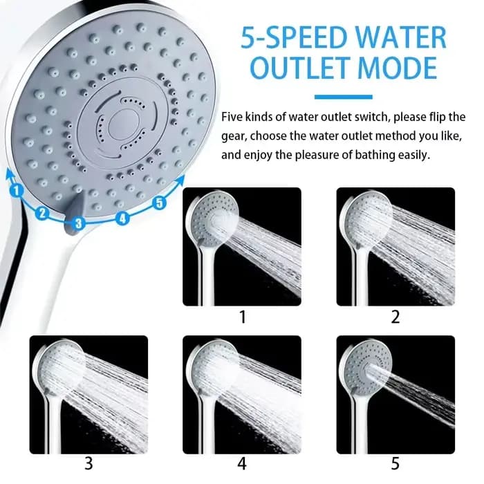 Pulvérisateur de salle de bains, pomme de douche à Jet, économie d'eau, Portable réglable, 5 Modes, douche Spa, pomme de bain, accessoires de salle de bains