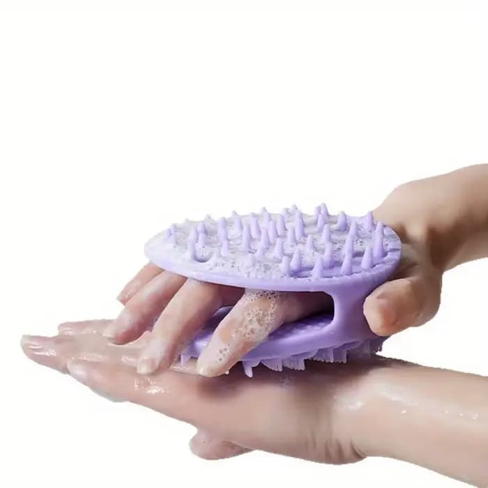 Brosse de douche en silicone double face pour le lavage des cheveux, le massage, le gommage, l'exfoliation et le nettoyage