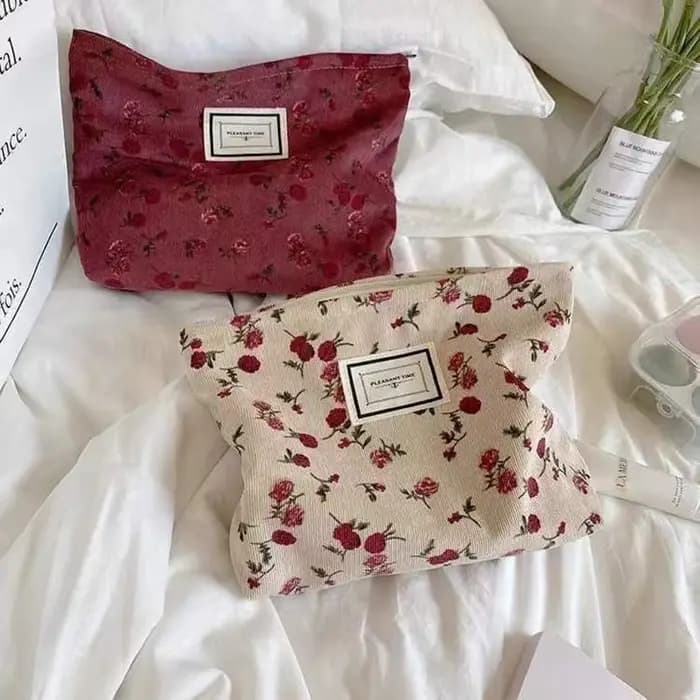Sac à cosmétiques en velours côtelé pour femmes