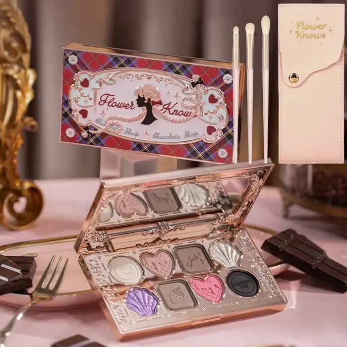 Flower Knows Chocolate Shop Palette de fards à paupières hautement pigmentée Shimmer Mat Glitter Ombre