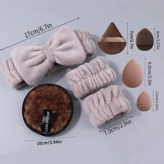 Kit de soins du visage professionnel 20 pièces-ensemble complet d'outils de nettoyage et de maquillage avec bandeau