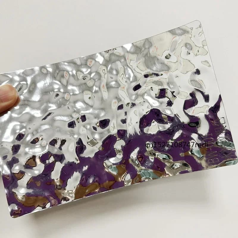Feuille de miroir autocollante effet vague d'eau Or Argent, autocollant mural pour décoration de mar