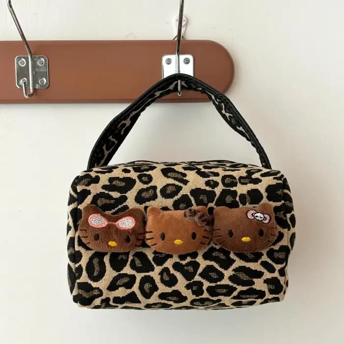 Sac de maquillage à imprimé léopard