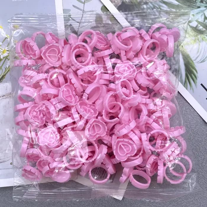 100 pièces en gros jetable cils colle ventilateur tasse anneaux support conteneur tatouage Pigment