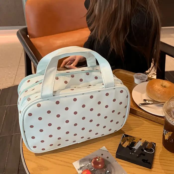 Nouvelle Trousse de Toilette de Voyage Grande Capacité à Pois en PU 2026