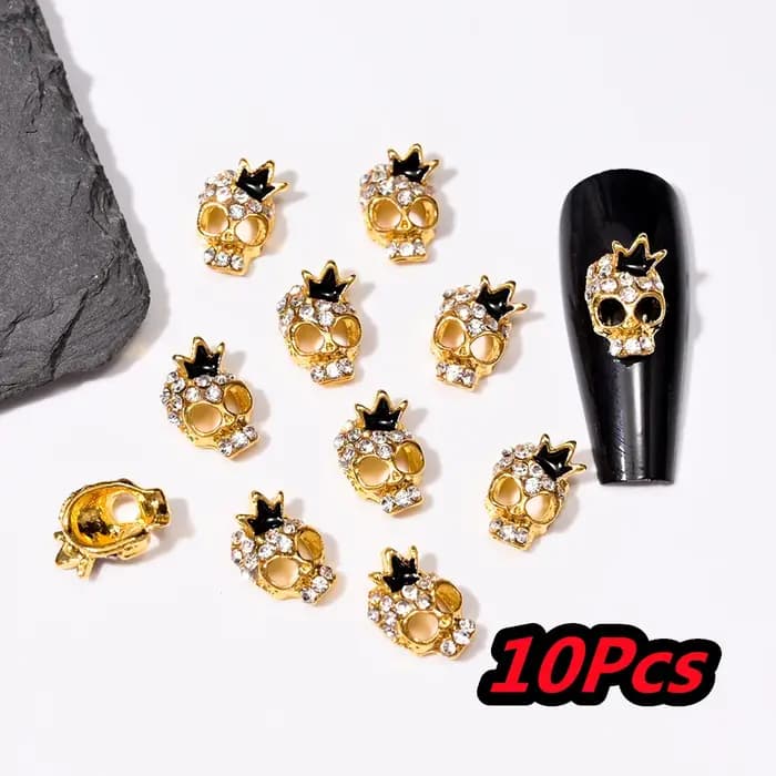 Breloques pour ongles en forme de croix Punk à paillettes complètes