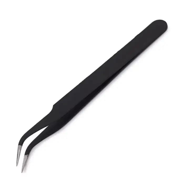 Pincettes antistatiques, pincettes noires de précision pour Nail Art et Extensions de cils, outils d