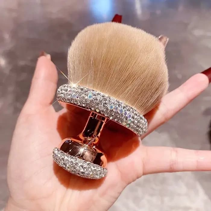 Pinceau à poudre libre de luxe de grande taille, incrustation de diamants artificiels, doux et délicat pour la peau, pinceau à blush pour le visage