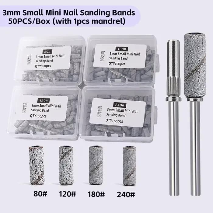 50/100 pièces 3mm petites bandes de ponçage des ongles ensemble pour forage des ongles fraisage manu
