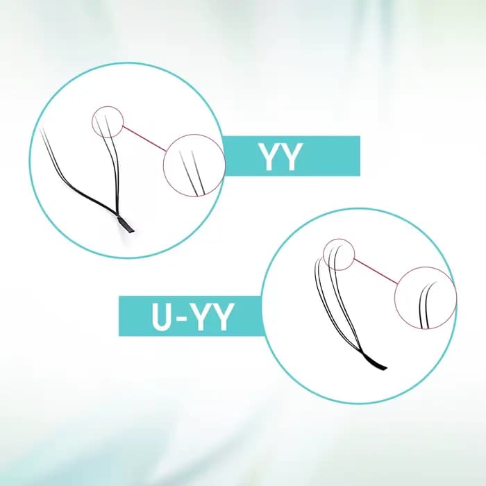 FADVAN 10 Pcs Extensions de cils YY en forme de U, cils YY étroits, courbure C D, faux cils doux et