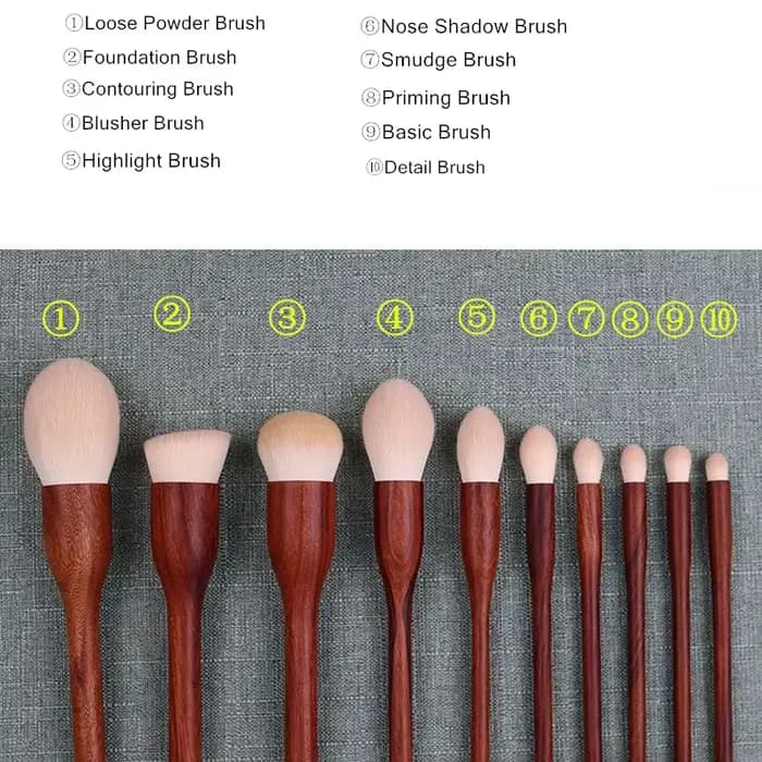 Ensemble de pinceaux de maquillage en bois de santal