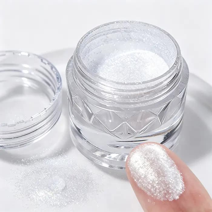 Poudre à ongles Aurora Blanche Miroir Lumière de Lune pour la décoration artistique, poudre cristall