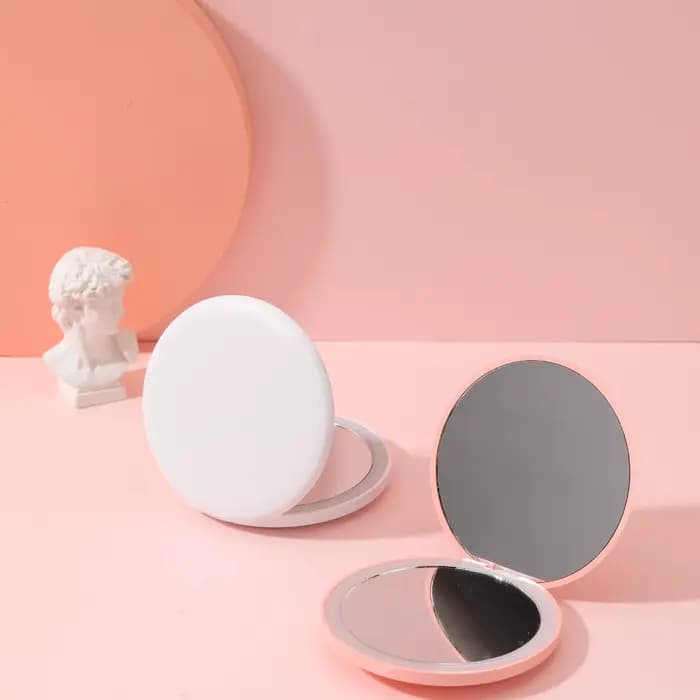 Personnalisé Petit LED Lumière Cosmétique 2 Côté Pliant Maquillage Compact Poche Miroir Femmes Lumineux Effet Rose