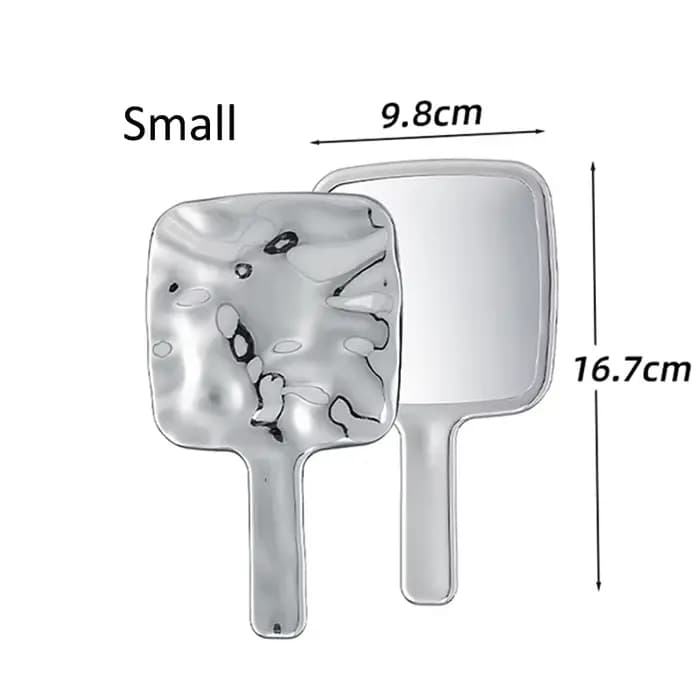 Miroir de maquillage HD argenté, miroir à main rétro galvanisé, Design Unique avec Texture Concave c