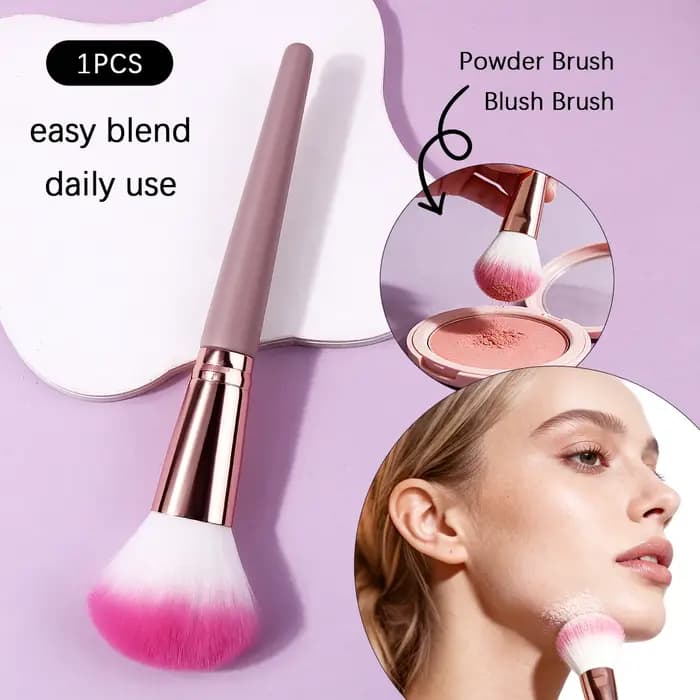 1 pinceau de maquillage multifonctionnel à manche violet et poils en fibres