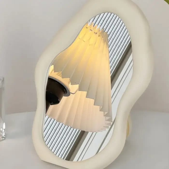 Miroir Mural de Luxe en Forme de Nuage Irrégulier, Accessoire de Coiffure, de Style Crème, pour Maqu