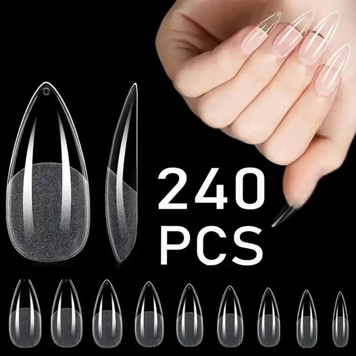 ARTAUG 240 pièces presse courte sur les ongles carré blanc Gel Lucency faux