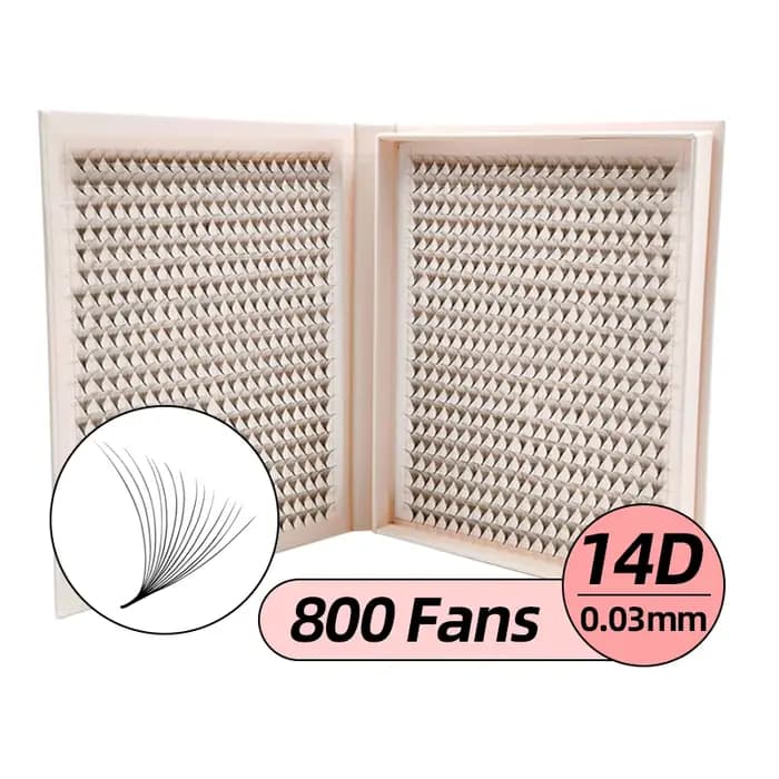 1200 ventilateurs faux cils XXL Mega plateau mat Ultra foncé préfabriqué Volume ventilateur Base pointue Promade Fans