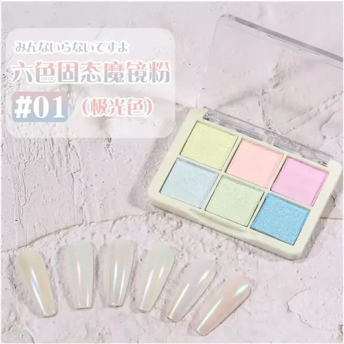 Poudre miroir magique solide, 6 couleurs, 1 pièce, paillettes pour ongles, Illusion de miroir, poudr