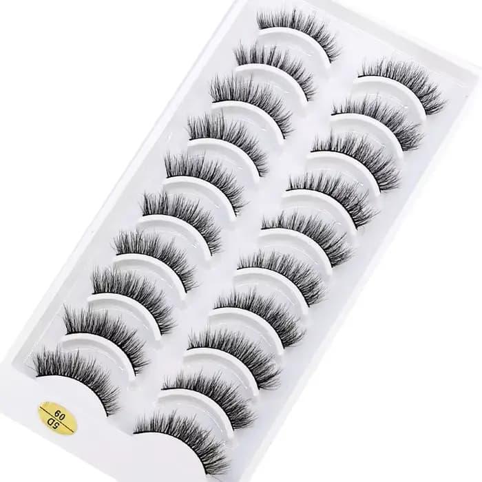 Faux Cils 3D Naturels en Vison, Longs, Doux et Moelleux, Kit de Maquillage, 10 Paires