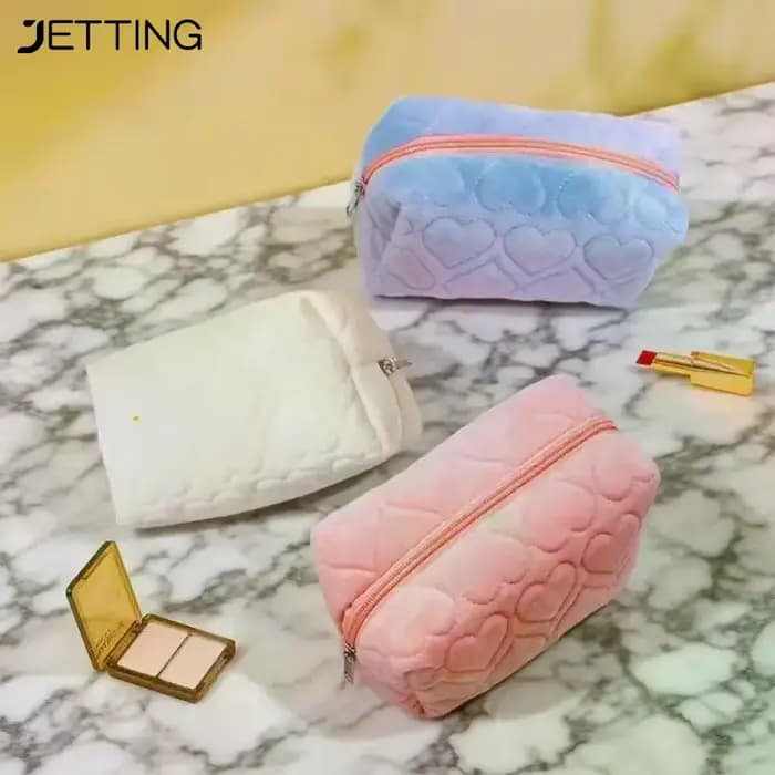 Sac de maquillage en peluche à motif d'amour pour femmes