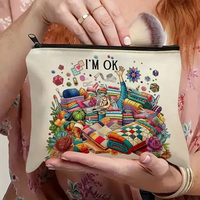 Un sac de maquillage drôle pour machine à coudre – Jolie pochette multifonctionnelle à fermeture éclair