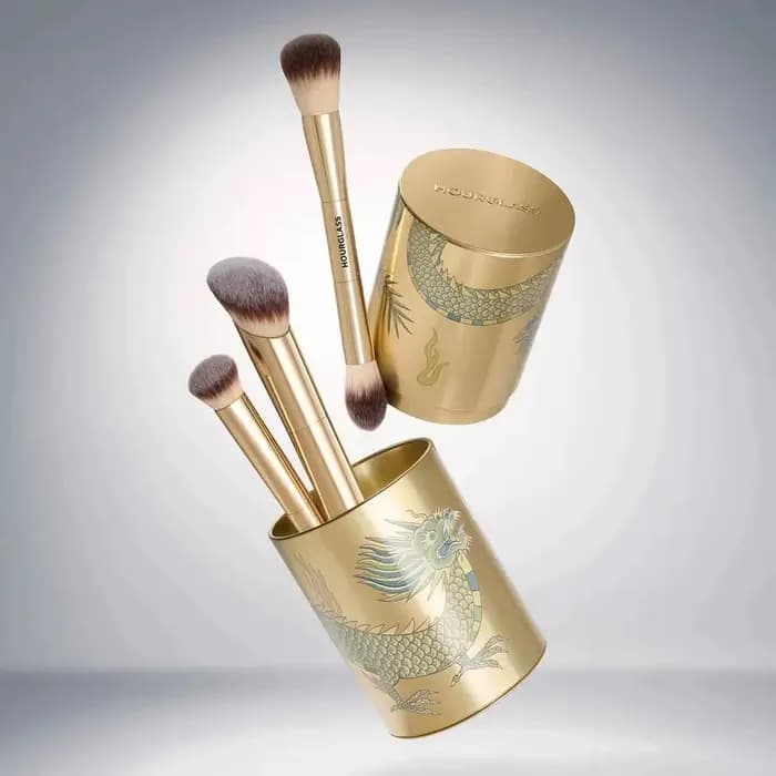 HOURGLASS Complexion Essentials Brush Set - Pinceaux de maquillage Dragon série 3 avec une boîte d'emballage et un seau