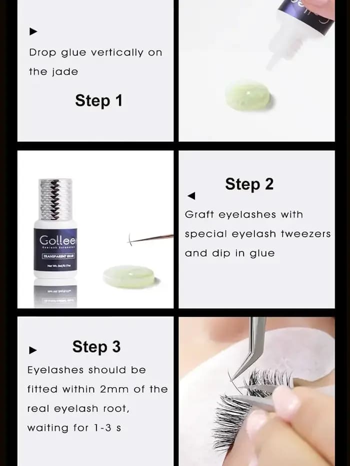 Gollee colle transparente pour extensions de cils pour couleur ou noir adhésif pour faux cils ou sou