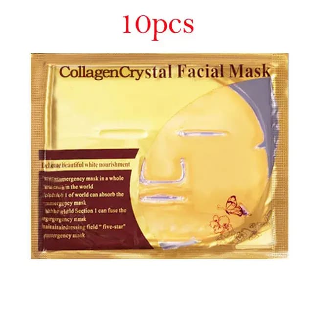 10 pièces cristal collagène or masques faciaux beauté soins de la peau grand masque Anti-âge hydratant