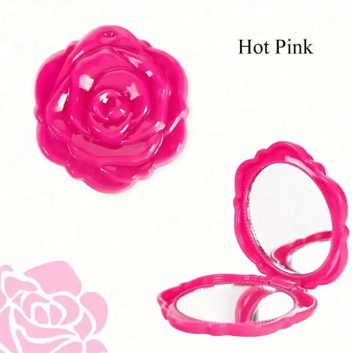 Miroir de maquillage à fleurs roses portable et pliable