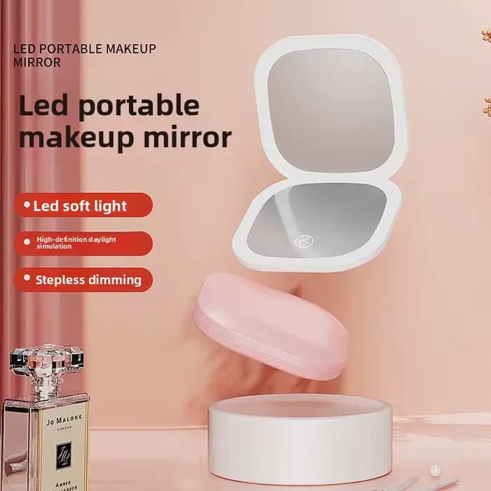 Miroir de maquillage LED pliable portable avec lumière