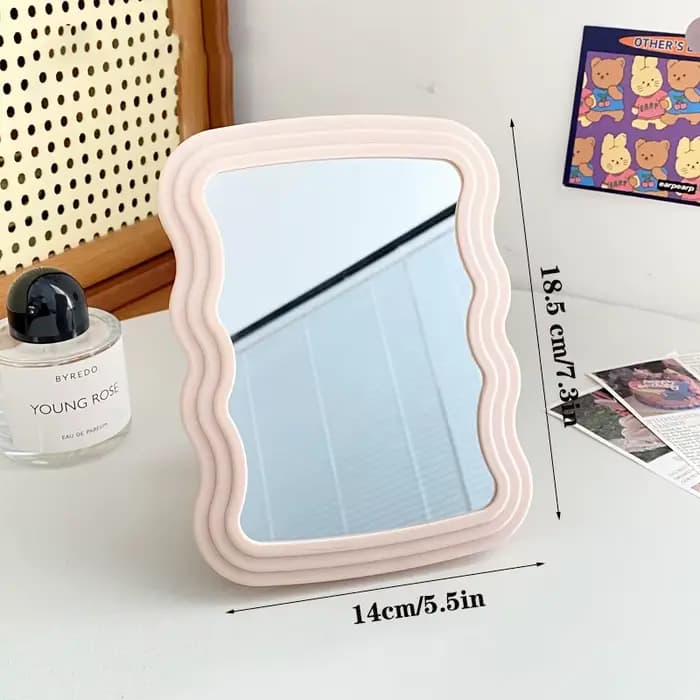 Miroir de maquillage de bureau ondulé pour étudiant, document solide, simple, portable, pliable, com