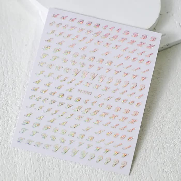 Autocollants pour ongles avec lettres romaines 3D