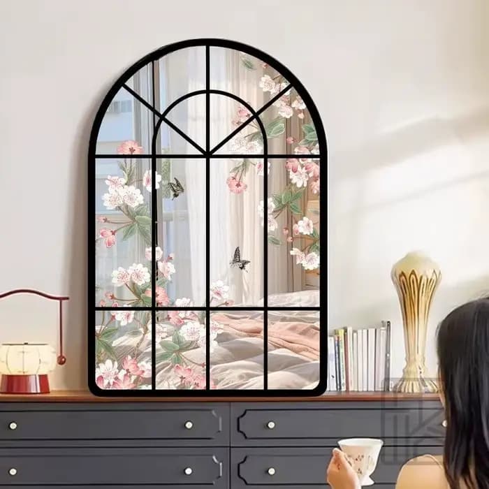 Miroir de maquillage moderne noir Funky pour femmes