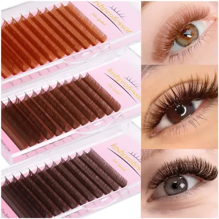 Extension de cils individuels bruns 8-15 cils mixtes colorés Premium cils brun foncé doux naturel vi