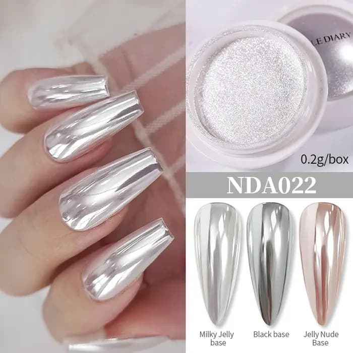 NICOLE DIARY-Poudre à ongles effet miroir, aurore, perle blanche, clair de lune, métal, poussière de frottement, chrome, nail art, paillettes, manucure, décoration