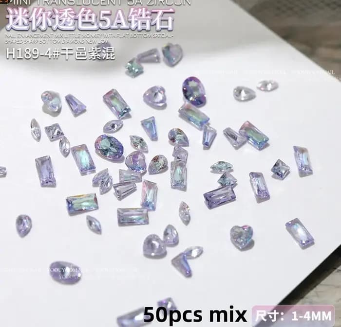 50 pièces 3D 5A 1-4MM Mini Zircon Nail Art strass cristal diamant accessoires pour paillettes manucure ongles décor four
